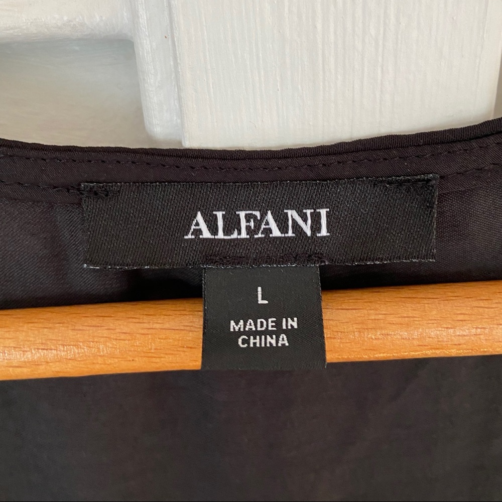 {Alfani} Black Silky Flowy Tank Top - Large - Picture 3 of 5